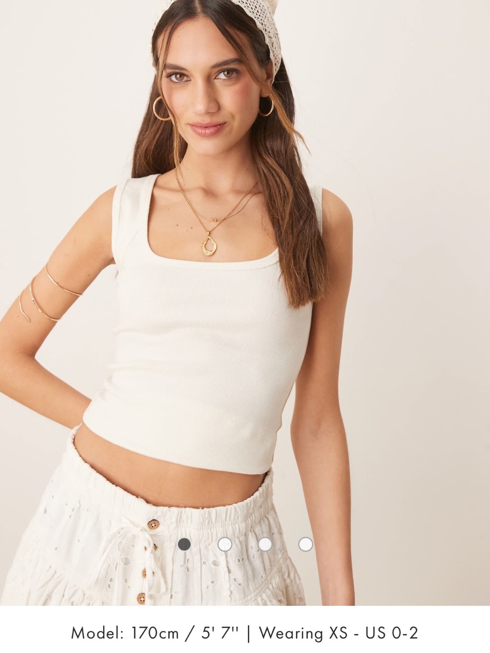 Free people  Square Neck Ribbed Tank Top - White